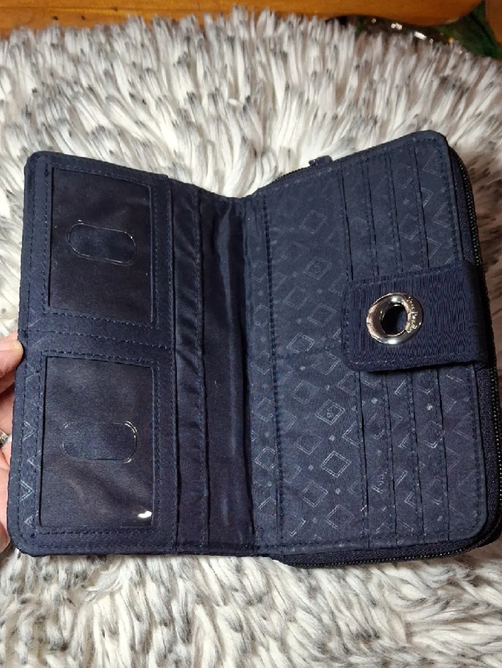 Vera Bradley Navy Quilted Wallet with Embroidered Rabbit & Moon - Picture 4 of 5